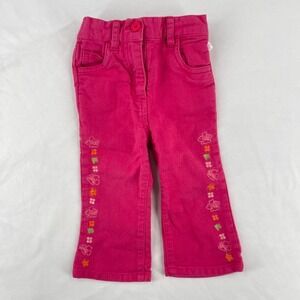 Y2K Girl's Embroidered Floral Jeans Pink Floral Toddler Infant Cotton 12 Months